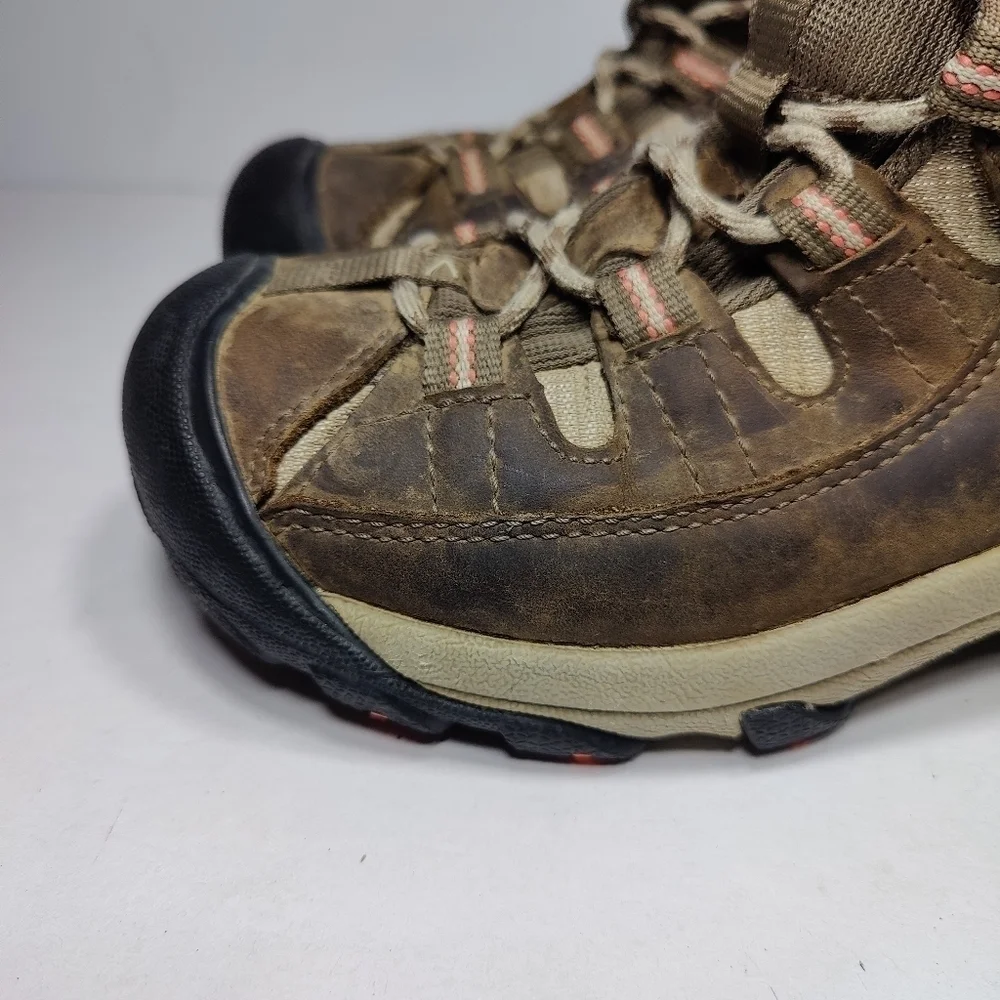 Keen Targhee II Mid Hiking Brown Boot Leather Dry Waterproof Women's Shoe Sz 7.5